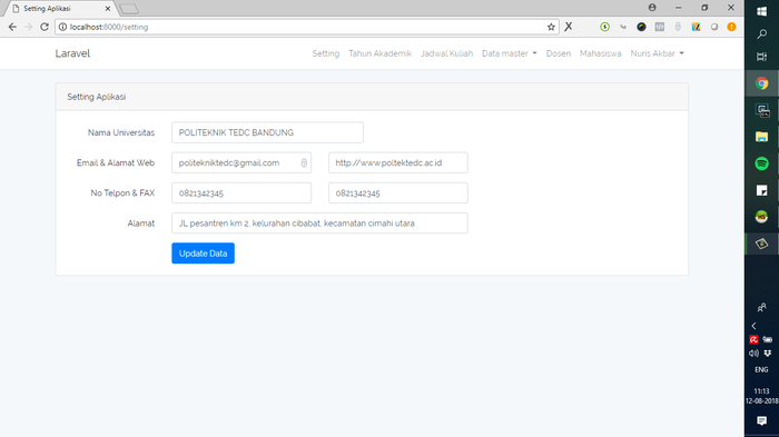 Membangun Sistem Informasi Akademik Kampus Dengan Laravel MySQL Ajax